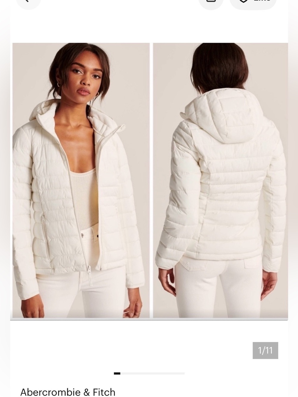 Abercrombie & Fitch Packable Puffer Jacket Sport Winter Water Resistant Sz M EUC